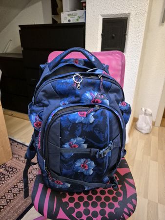 Schulrucksack Satch blau mit Blumenmuster