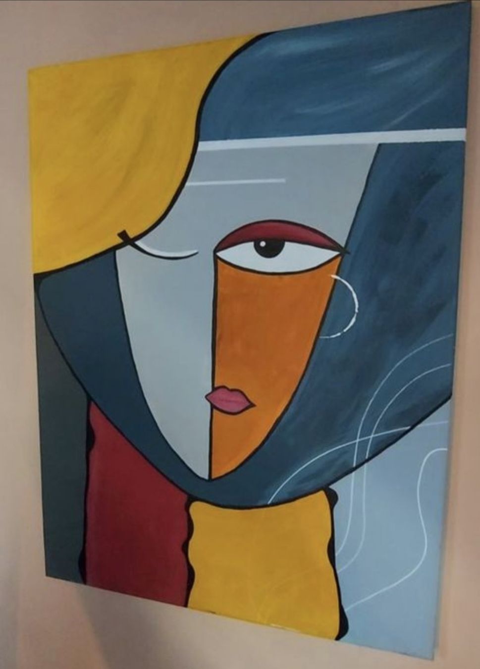 Tableaux: Abstraktes Gemälde "Frauengesicht" handmade 60×80 – Neuf (Voir description) à Riehen par Steinbock1970 1