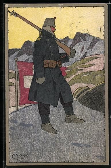 Foto, Lettere & Cartoline: Carl Moos: Schweizerische Grenzbesetzung – Usato da Berlin venduto da bartko-reher