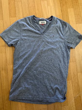 T-Shirt Tommy Hilfiger Denim col V gris taille XS