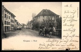 AK Klingnau, Straßenpartie mit Gasthaus, Bauer am Karren mit