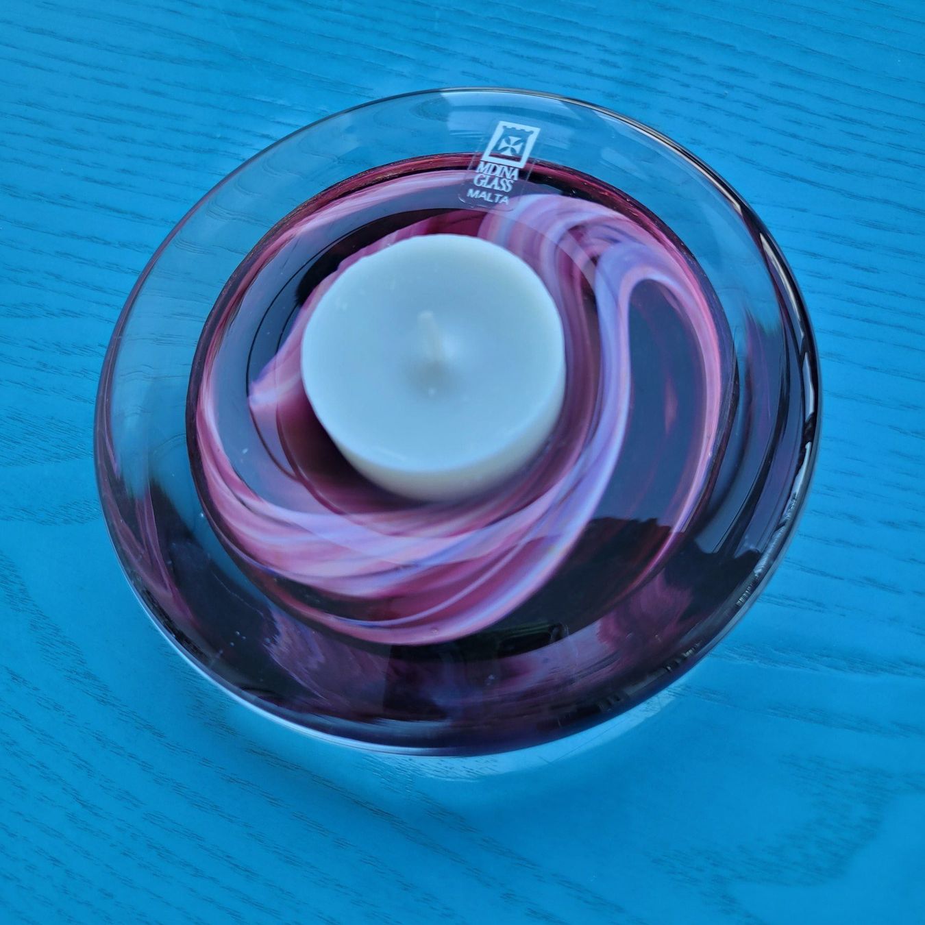 Kerzen: Teelicht   Mdina Glas Malta rot rosa – Gebraucht aus SCHÜBELBACH von CoKaHa 2