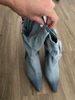 Zara Jeans Stiefel, hellblau, Gr. 40