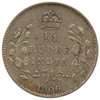 India-British 1/4 Rupee 1906 Silber