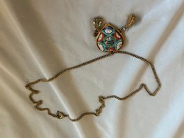 Halskette mit Mosaik Anhänger Roma goldfarben