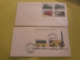 2 enveloppes Premier Jour Tanzanie 1989-Locomotives Monde