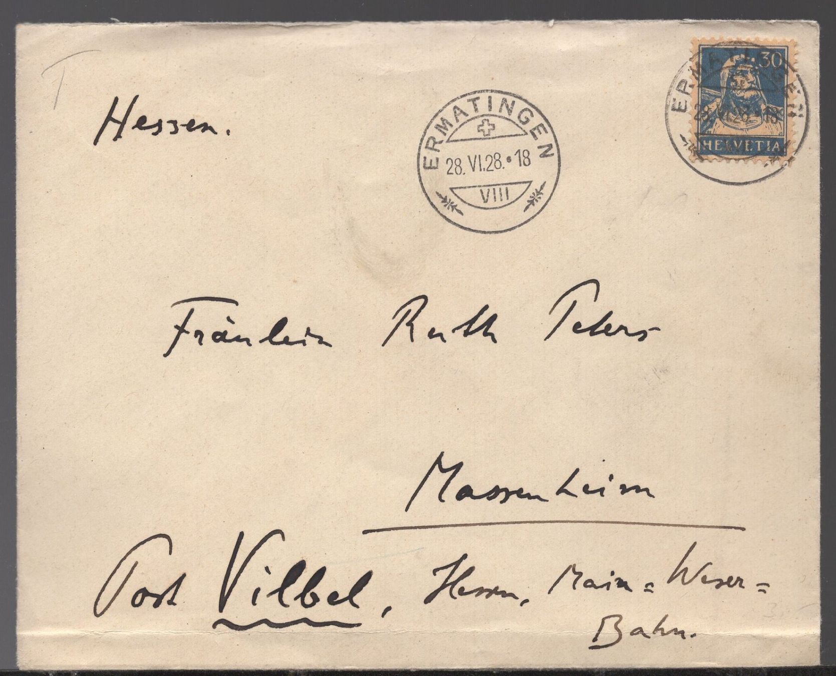 Tutti i francobolli: ERMATINGEN, 28.VI.28   Vollstempel – Usato da Aarau venduto da kufi44