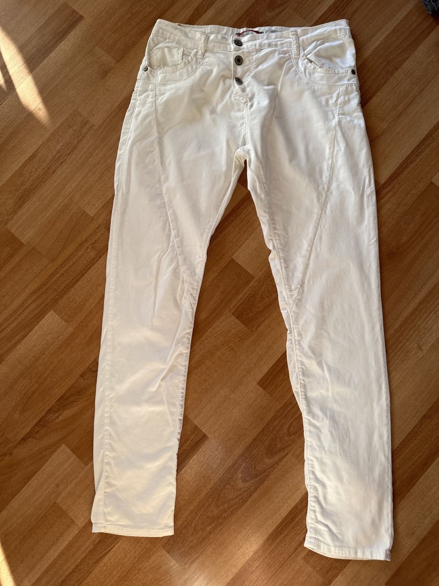 Please Jeans Pantaloni: Please Gr. L weiss einf. Bundweite 39 cm – Usato da Heiden venduto da fam_797q