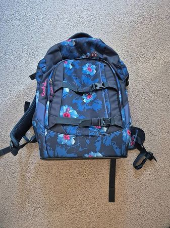 Satch Schulrucksack / Rucksack  Blumenmuster (Blau/Pink)