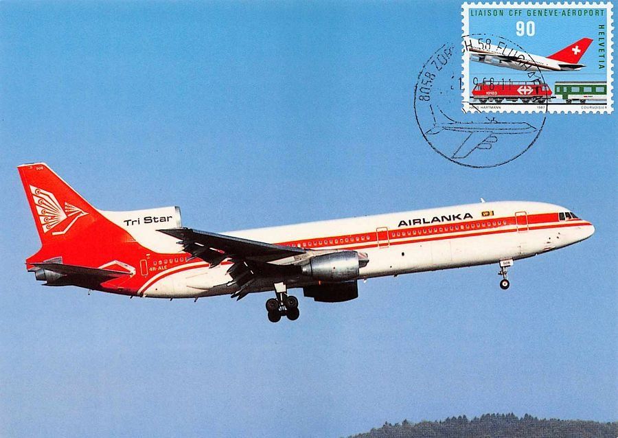 Cartoline postali: Air Lanka Lockheed L 1011-385 TriStar, Maximumkarte – Usato da Frauenfeld venduto da POML