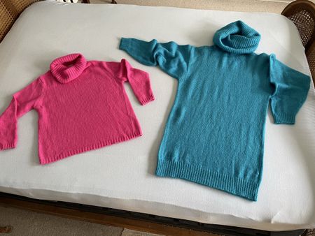 Pink & Türkis Rollkragenpullover Set, perfekt für Herbst!