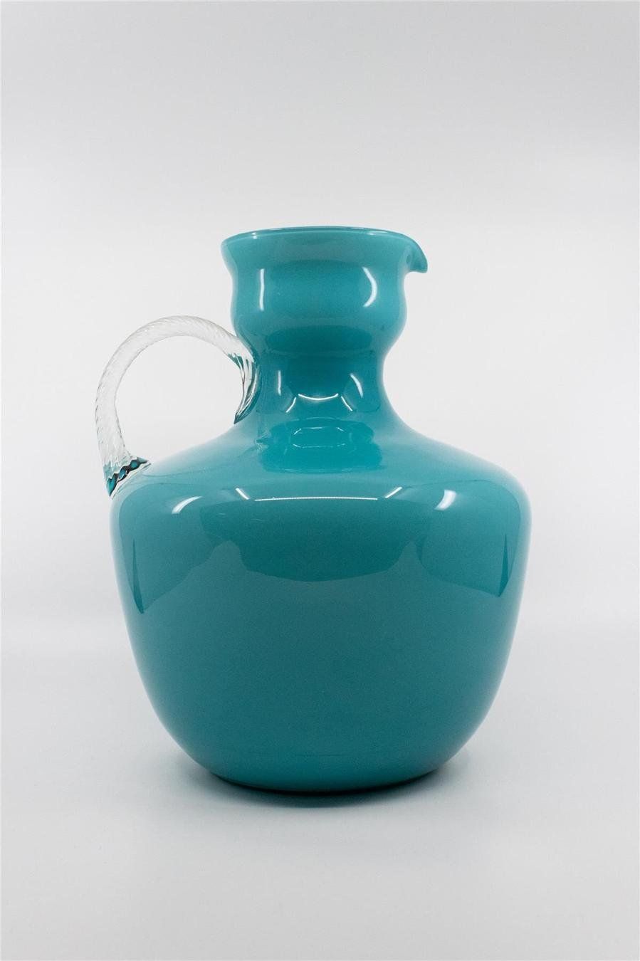 Caraffe: Blauer bauchiger Glaskrug – Usato da Zürich venduto da ZuercherBrockenhaus