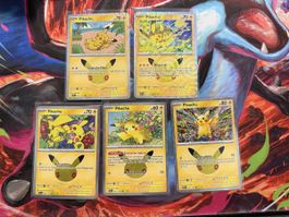 5x Pikachu 30th Anniversary DE 033–051