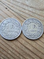 2x 1 Franken Muenze 1880 Helvetia Zustand siehe Bilder