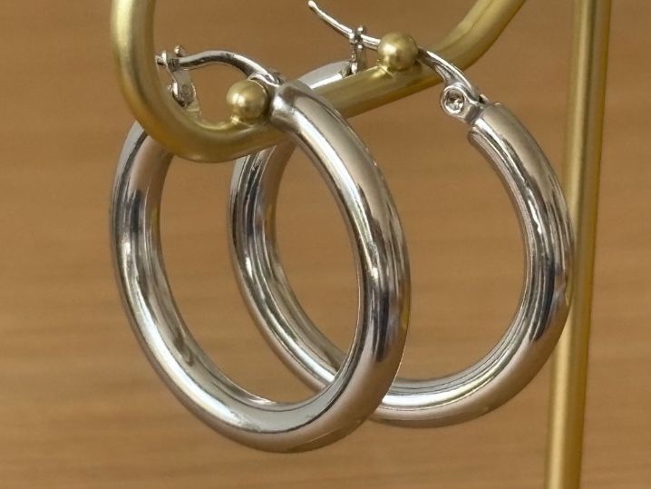 Boucles d'oreille: Luxus Elegante Edelsthal Ohrstecker /Creolen   Silberfarben – Neuf (Voir description) à Biel-Bienne par Roserosse13 4