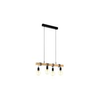 Stylish Wooden Beam Pendant Lamp with 4 Lights!