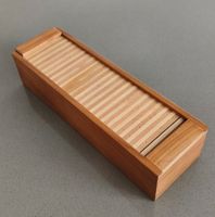Vintage Rollladen-Stift / Pinseldose aus Holz mit Geheimfach