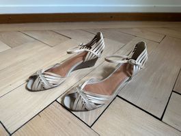 VIA UNO - Leder Peeptoe Sandale hellbraun 37