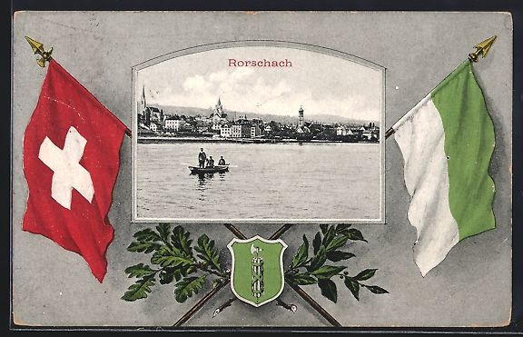 Ansichtskarten: Rorschach, Blick vom Wasser auf den Ort, – Gebraucht aus Berlin von bartko-reher