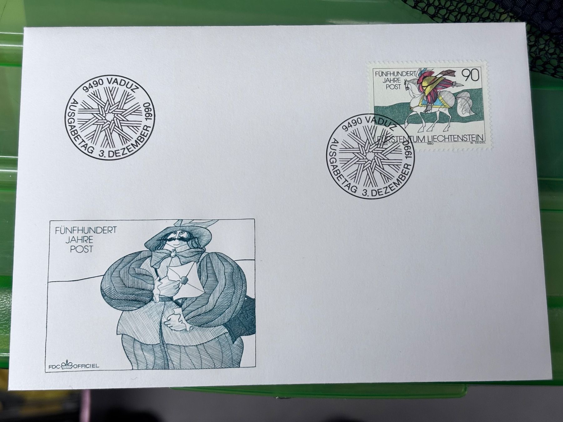 Tutti i francobolli: Liechtenstein Briefmarken FDC 1990, 500 Jahre Post – Nuovo (secondo la descrizione) da Zürich venduto da engebrunau