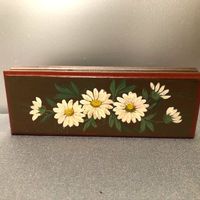 antike Briefmarken Drucke - HOLZ, Handbemalt mit Blumenmotiv