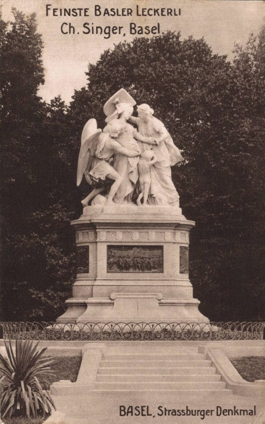 Ansichtskarten: Feinste Basler Leckerli Strassburger Denkmal Basel, 1924 – Gebraucht aus Luzern von Kartenansicht