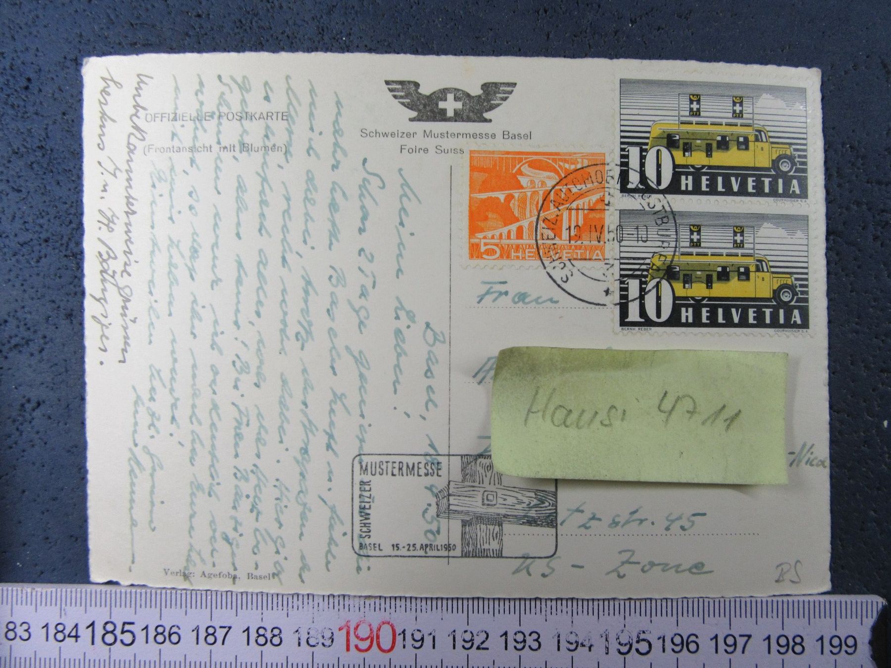 Cartoline postali: BASEL 1950 SCHW.MUSTERMESSE MUBA AK-BS – Usato da Ettingen venduto da Hausi4711 1
