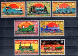 DAMPFLOKOMOTIVE GUINEA 7 MARKEN GESTEMPELT - JJ255