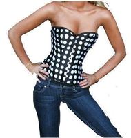 NEUE Corsage weiss-schwarz Polka dot Gr. XL - 80152