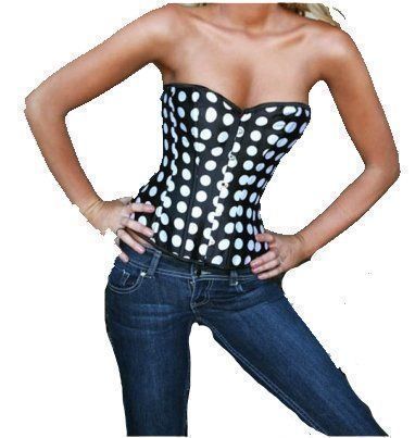 NEUE Corsage weiss-schwarz Polka dot Gr. XL - 80152