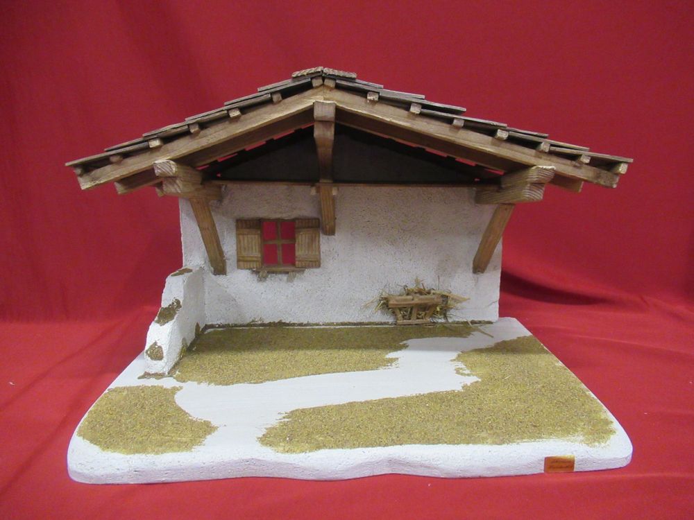 Olivenholz Krippenstall 21x10x16cm - Handgefertigt Aus Bethlehem