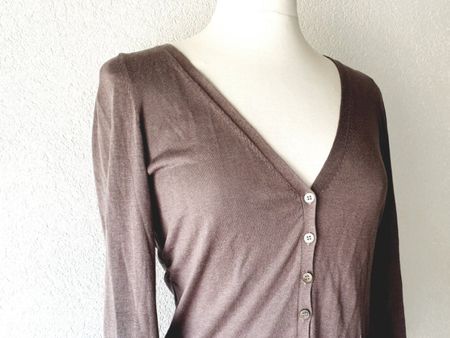 HEMISPHERE STRICKJACKE 36 PASTELL BRAUN CASHMERE SEIDE TOP