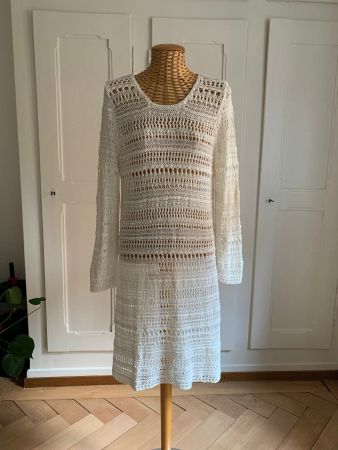 Shabby Chic Strickkleid offweiss - M