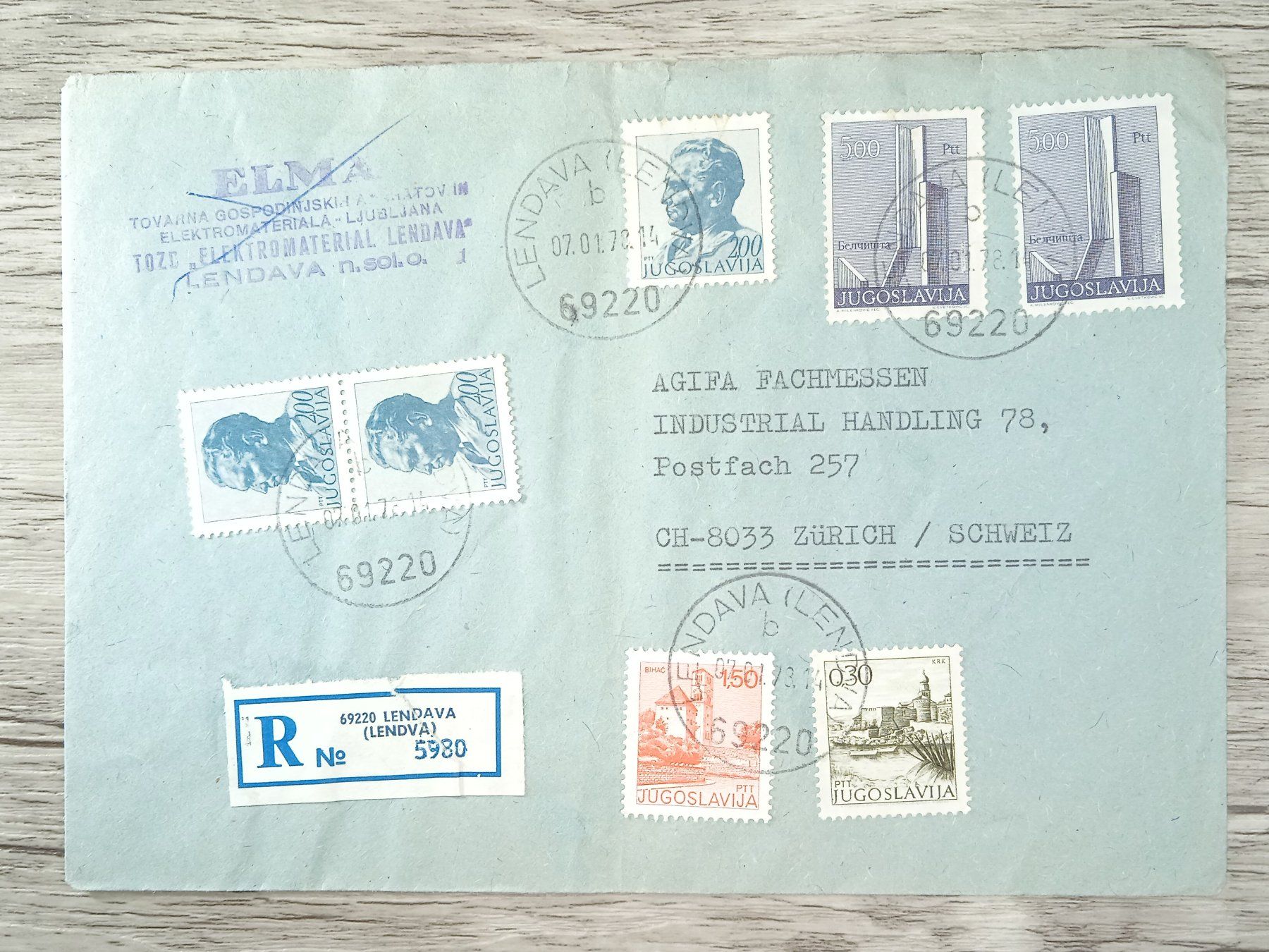 Alle Briefmarken: TR97 Enveloppe + Timbre Jugoslavija 1978 – Gebraucht aus Cousset von Patrick_Collections