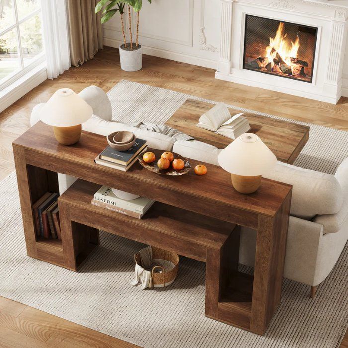 Tavoli: Konsolentisch 160cm 2 Ebenen rustikal Holz – Nuovo e nell'imballaggio originale da Gretzenbach venduto da Genfi-Shop 2