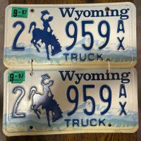  🇺🇸 2x Paar U.S. Autoschild, Wyoming 2-959 - ORIGNAL