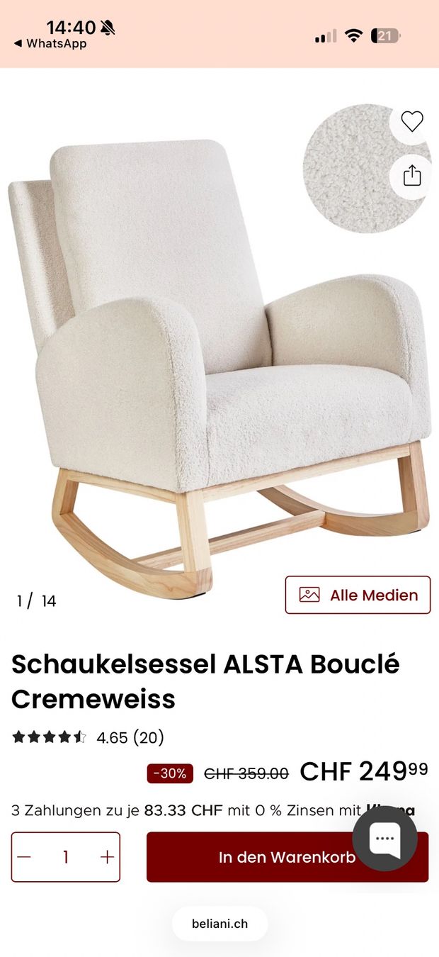 Poltrone: SchaukelSessel weiss – Usato da Embrach venduto da anj_fl59 2