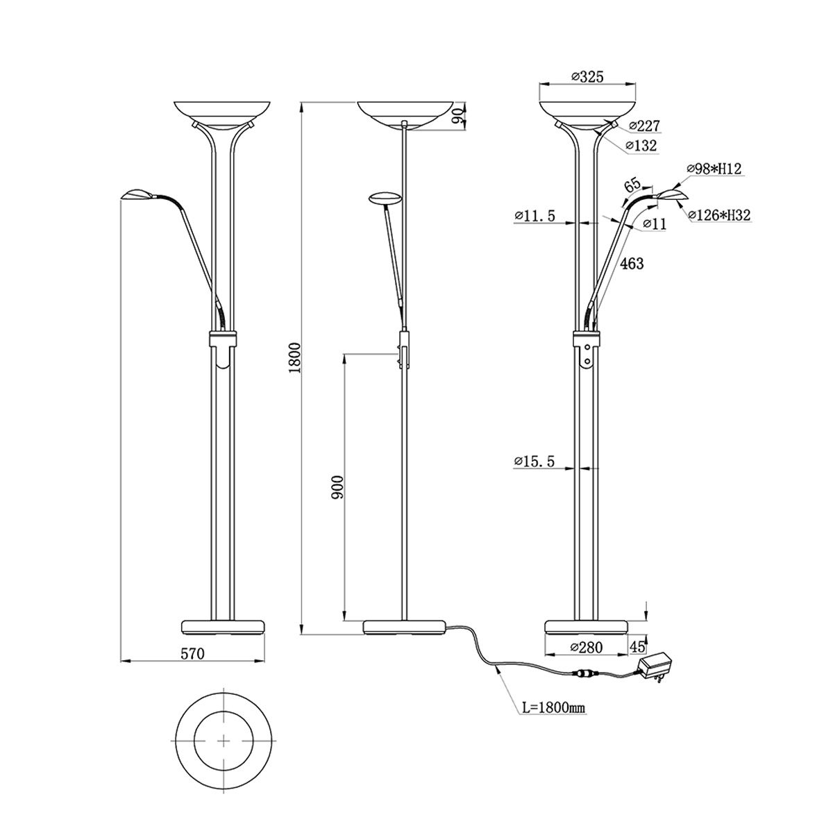 Lampen: LED Stehleuchte, Messing, 180 cm Höhe – Neu (gemäss Beschreibung) aus Kreuzlingen von Smart-Light 7