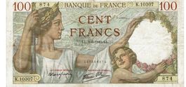 Frankreich 100 Francs 02.05.1940 Serie K SS+-SS++