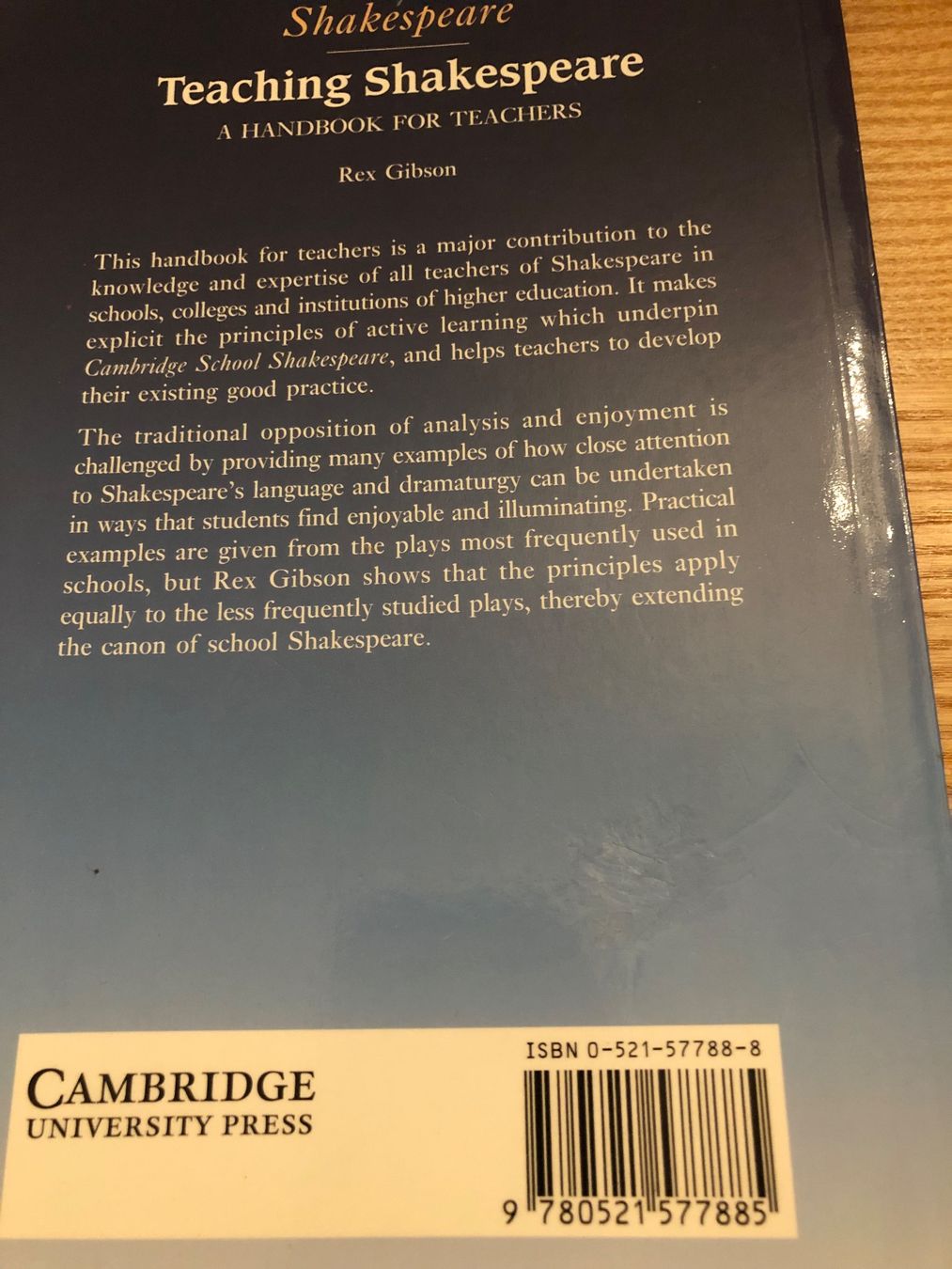 Libri: Shakespeare Didaktik: Teaching Shakespeare Rex Gibson CUP – Usato da Zürich venduto da Upippin 1