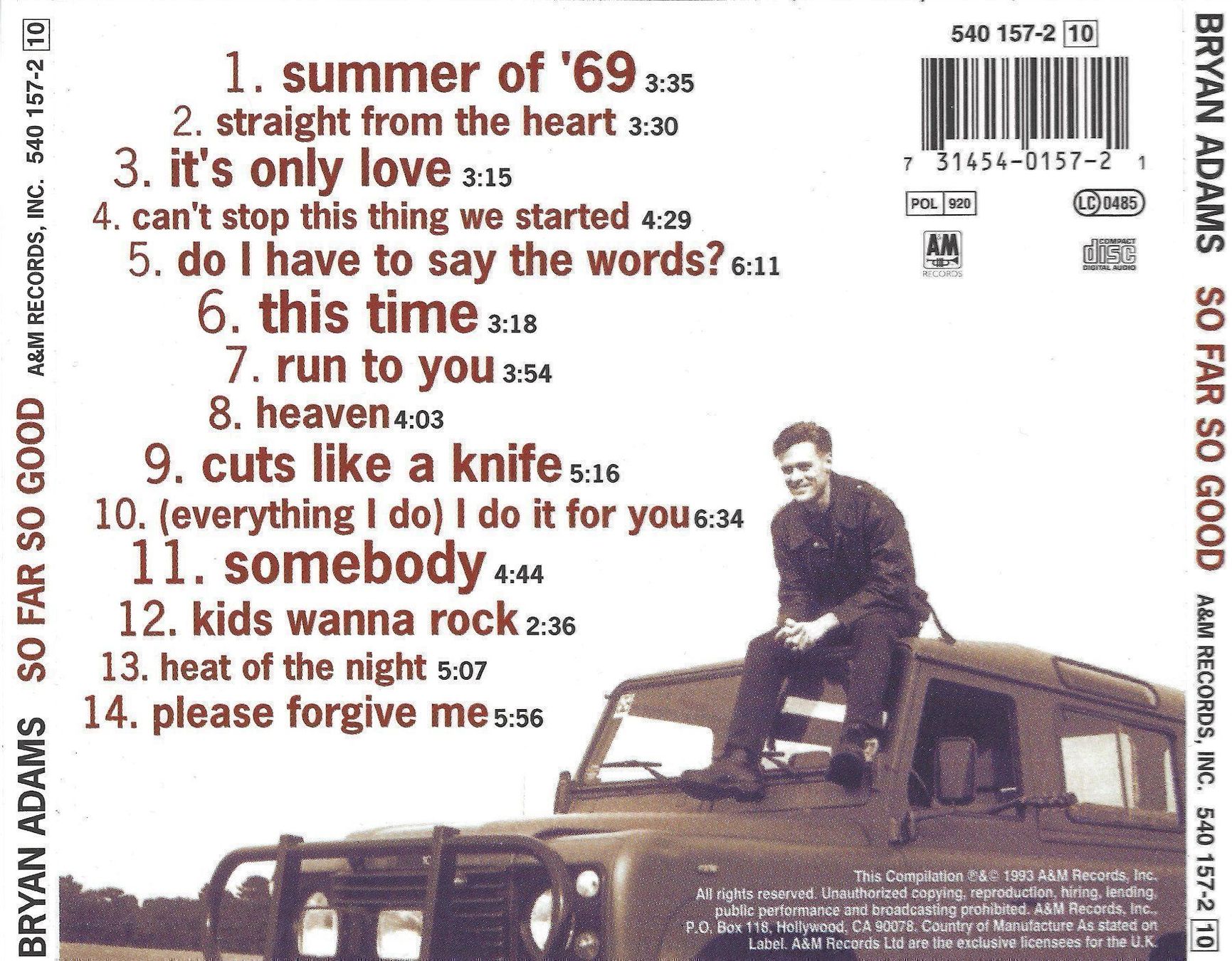 CD: CD: BRYAN ADAMS - So far so good – Usato da Rotkreuz venduto da groeli69 1