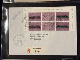 Enveloppe philatélique Gotthard 1882-1982 timbre oblitéré