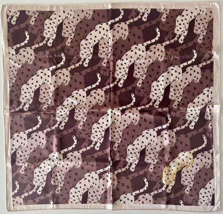 CARTIER Foulard "Panthères" 64x64cm, avec étui noir Cartier