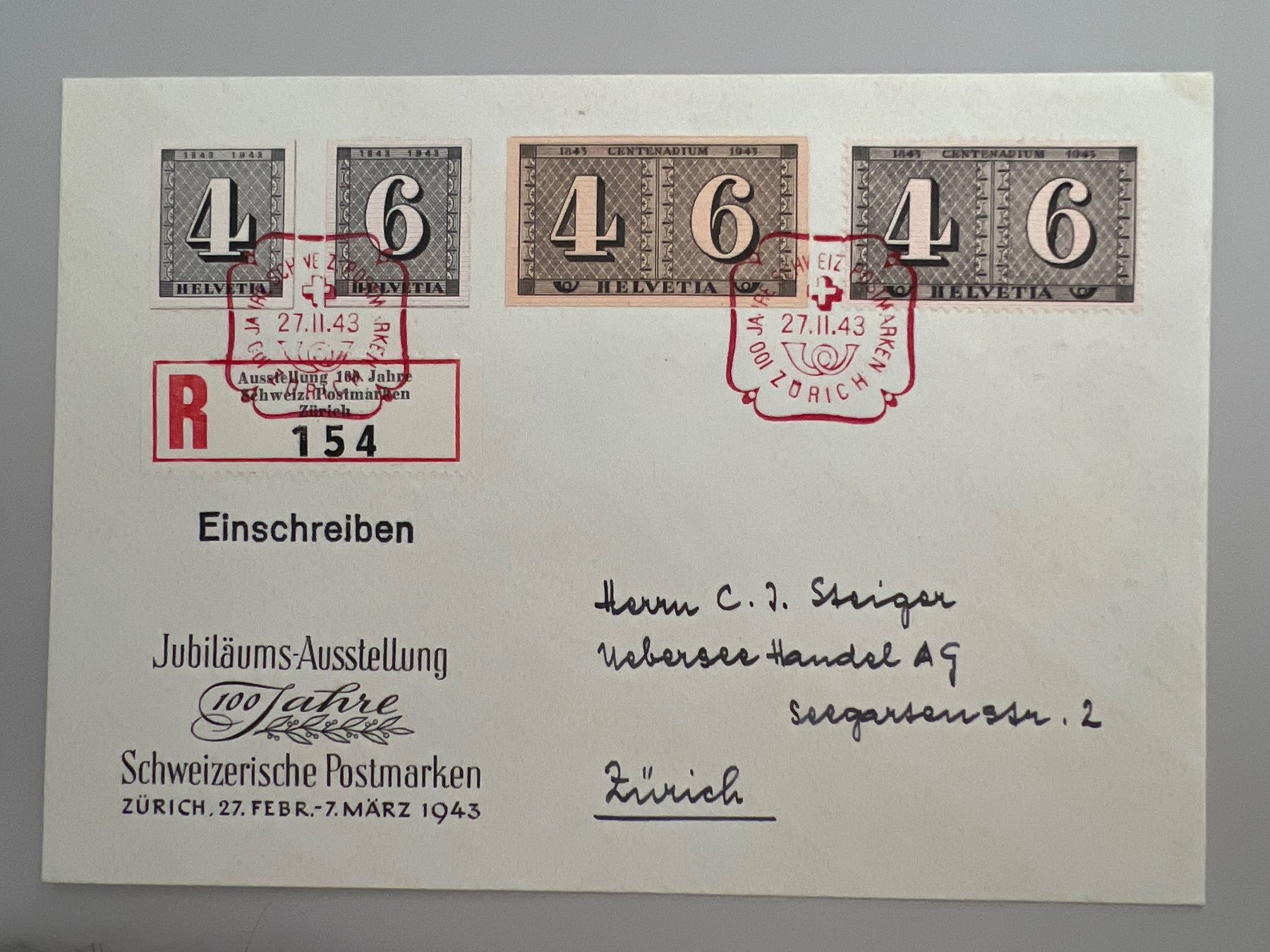 Tutti i francobolli: 1943 100J. Schw. Postmarken  Eings. mit W12+13 / W15 + 258 – Usato da Buchrain venduto da wmm