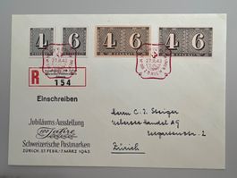 1943 100J. Schw. Postmarken  Eings. mit W12+13 / W15 + 258