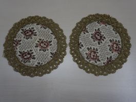Spitzen Deckchen mit Brokatborte 2er Set