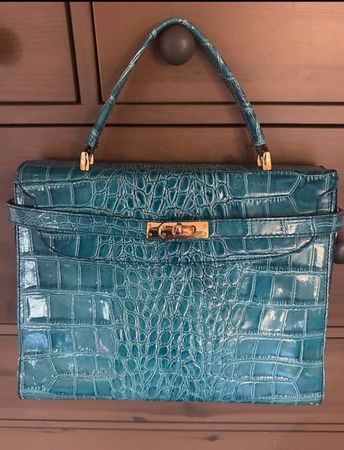Ledertasche Türkis Vintage