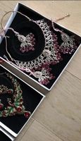 Hochzeit Schmuckset pink Kette Anhänger Ohrring Ohrstecker
