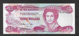 Bahamas  3  Dollars  Bankfrisch