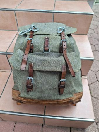 Schweizer Armeerucksack Militär Rucksack Leder Canvas Vin...